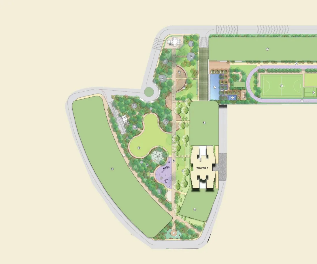 Master plan with numbered amenities