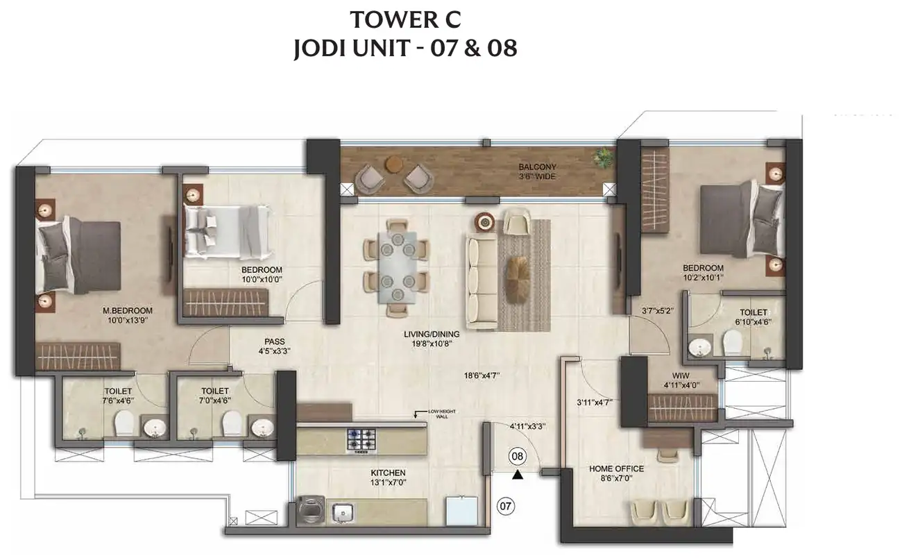 Tower C, jodi units 07 and 08