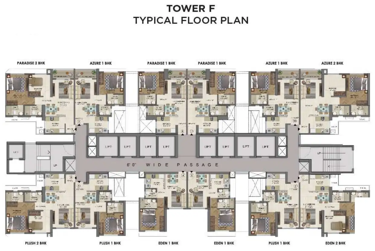 Tower F, typical floor plan