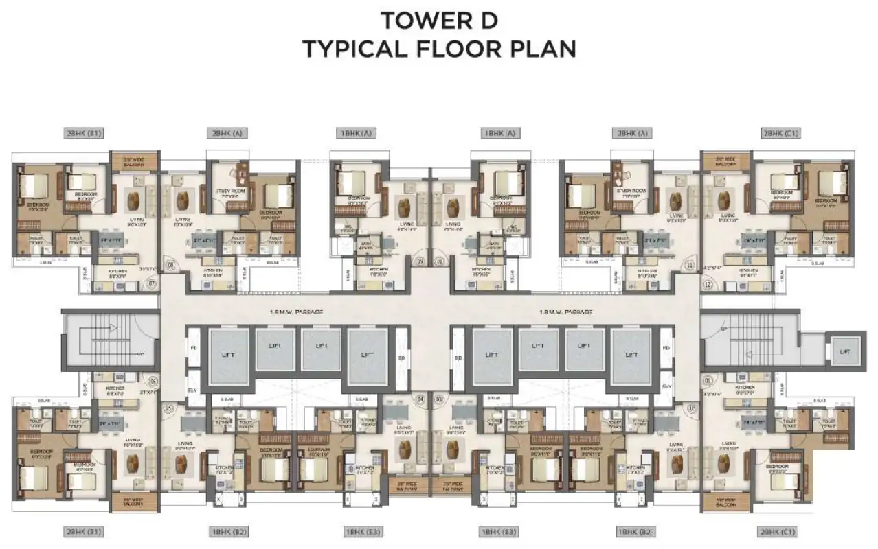 Tower D, typical floor plan
