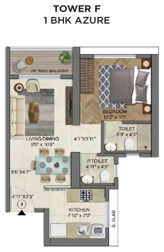 Tower F, 1 BHK Azure
