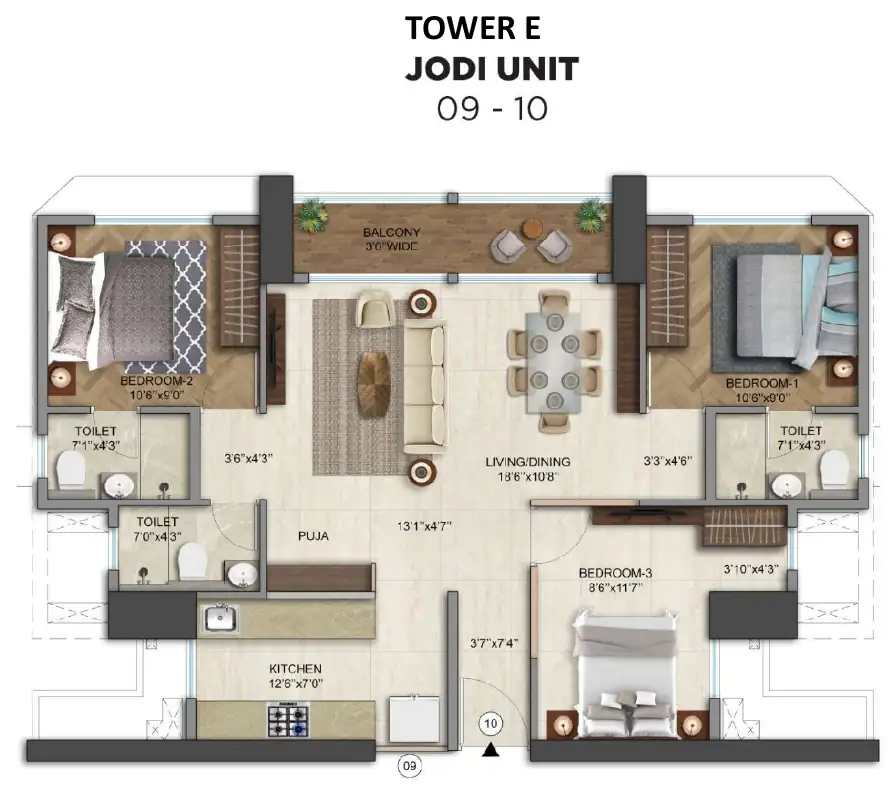 Tower E, jodi units 09 to 10