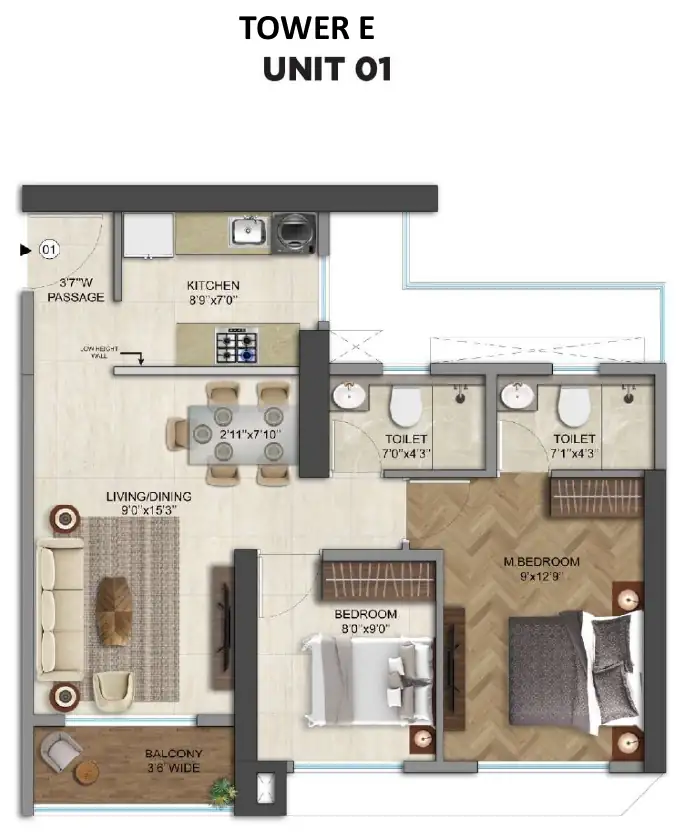 Tower E, unit 01