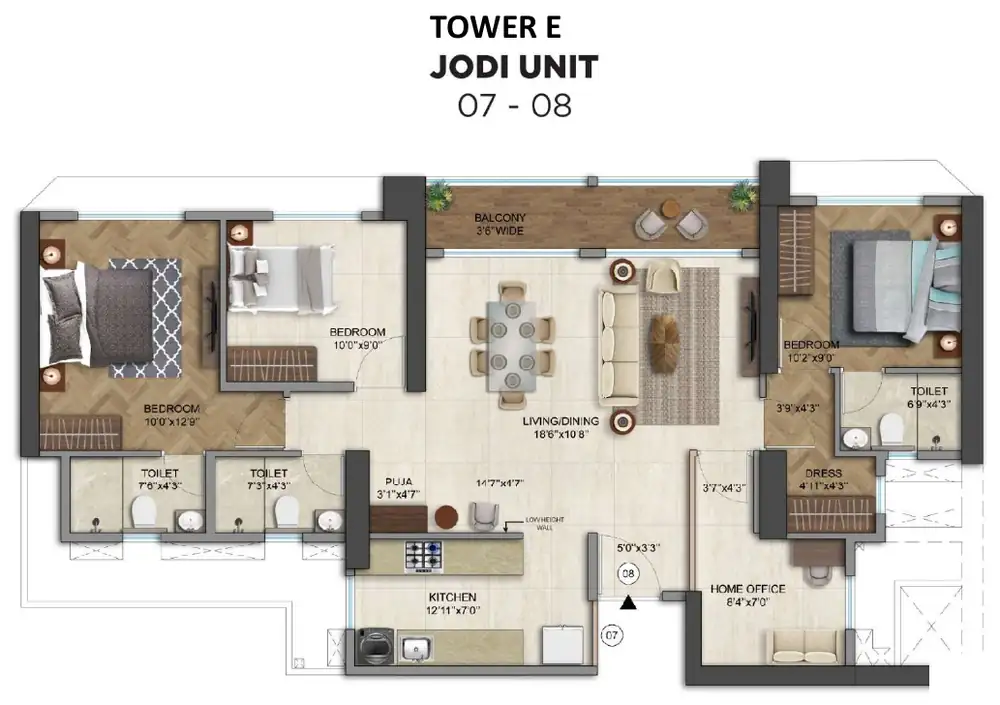 Tower E, jodi units 07 to 08