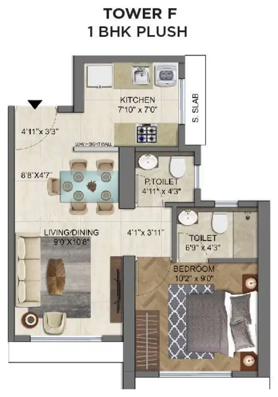 Tower F, 1 BHK Plush