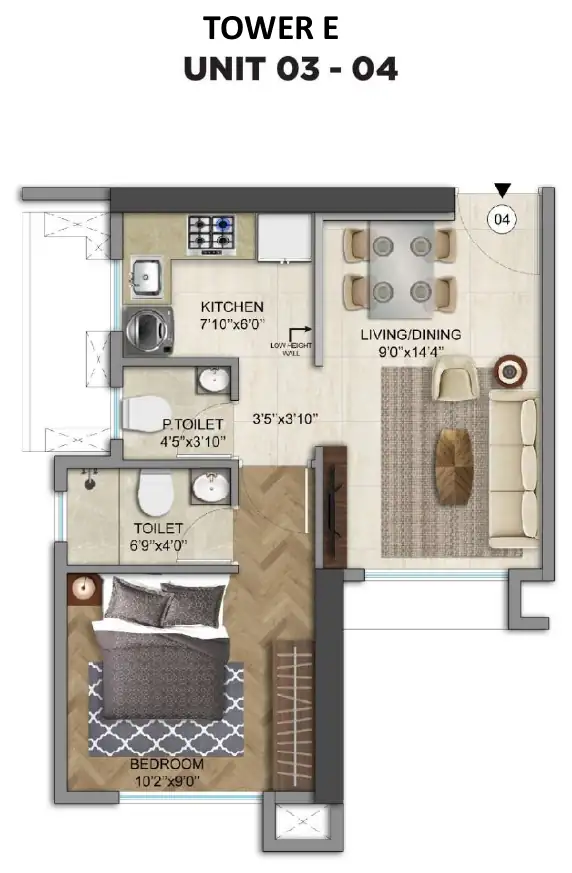 Tower E, units 03 to 04