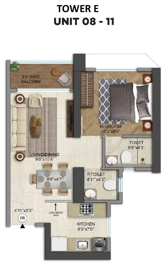 Tower E, units 08 to 11