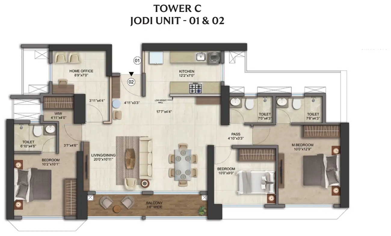Tower C, jodi units 01 and 02