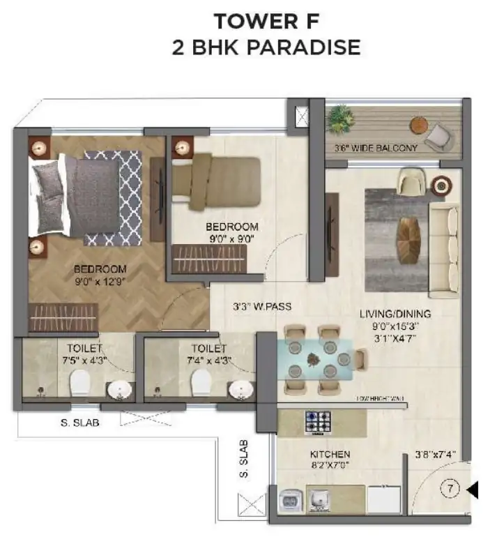Tower F, 2 BHK Paradise