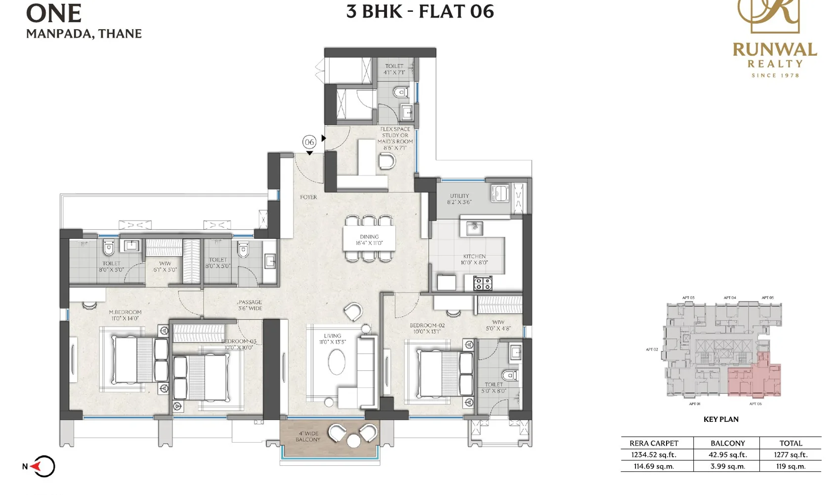 3 BHK flat 06 plan