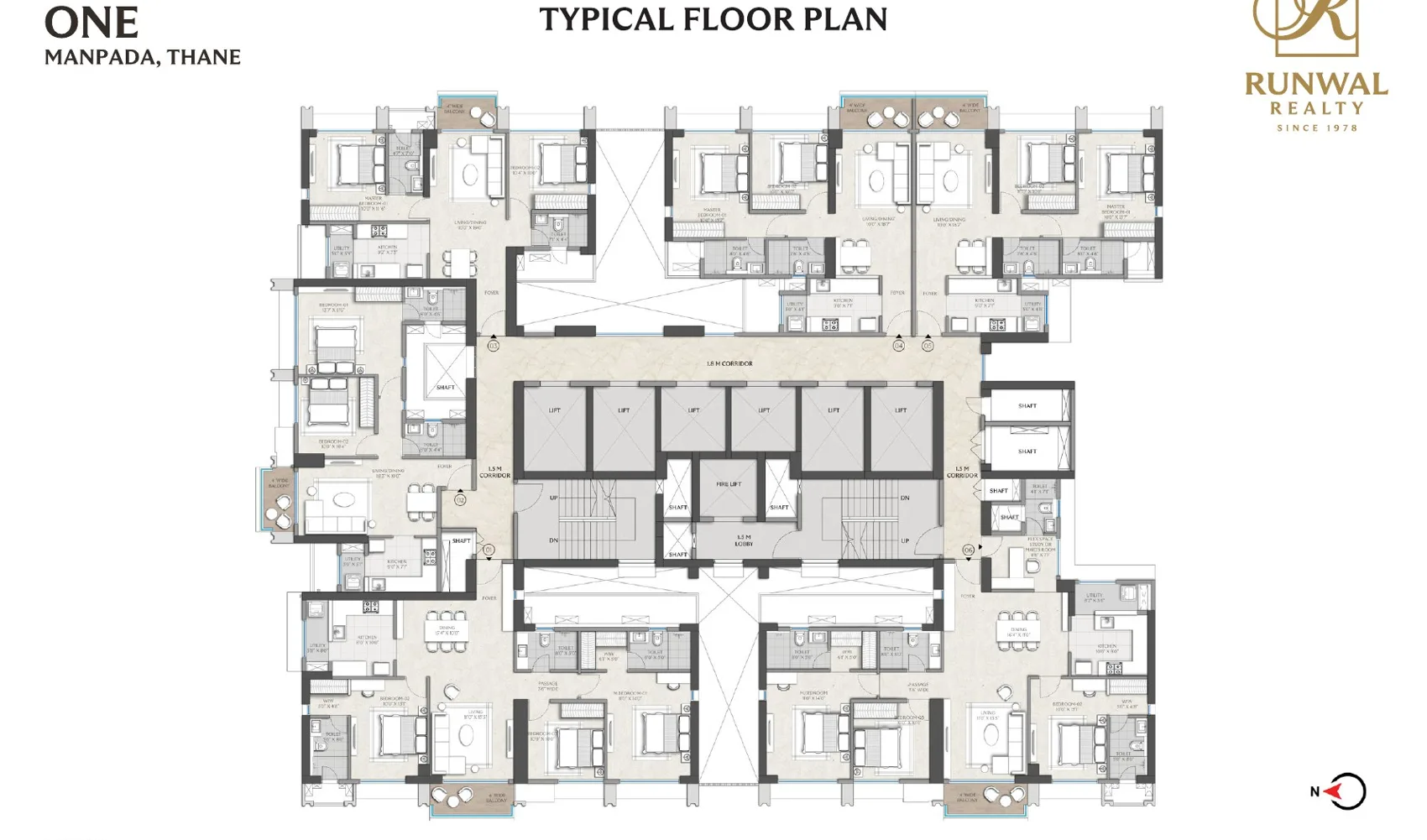 Typical floor plan, Tower D1