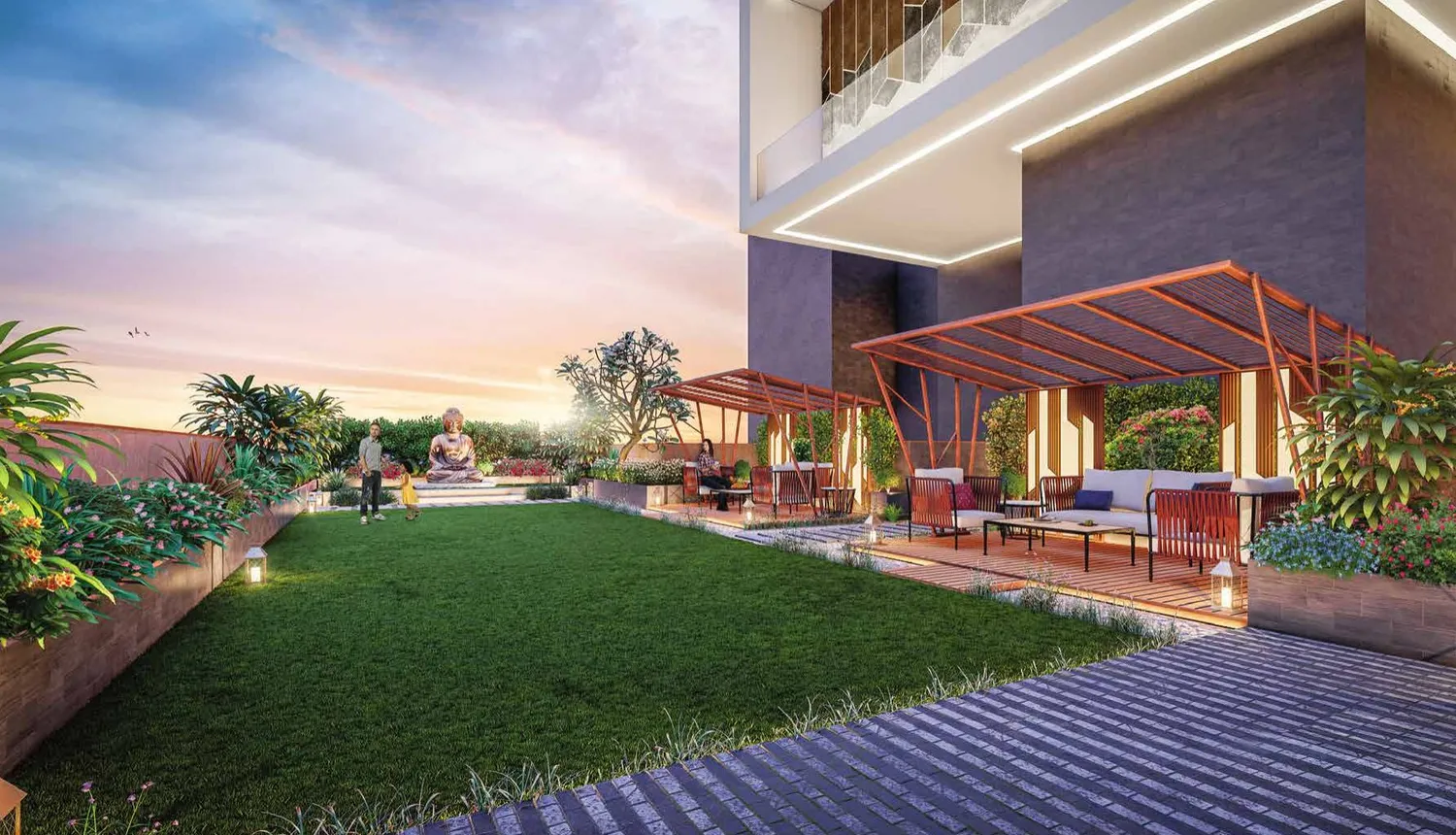 Nirvana yoga deck lawn, artist's impression