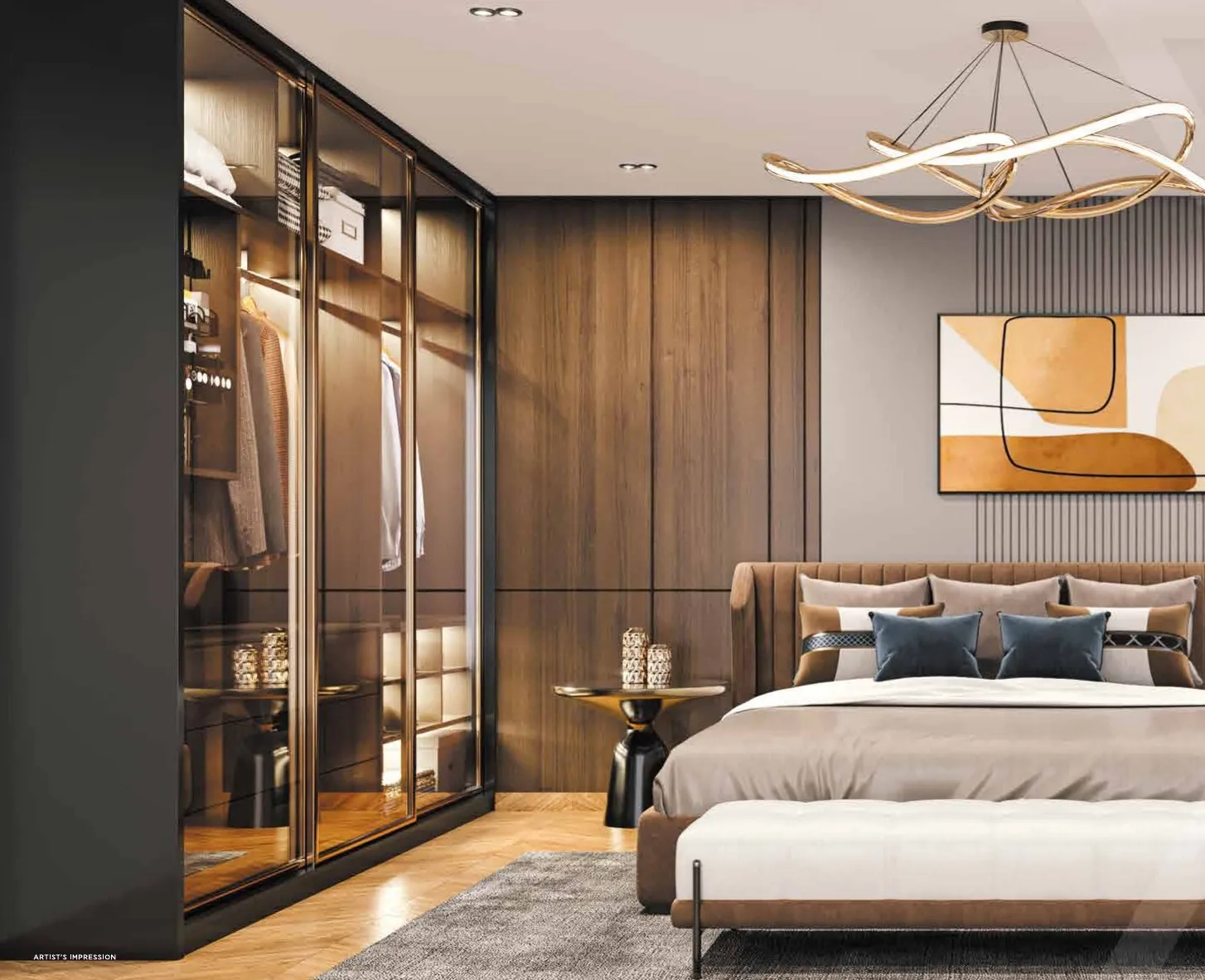 Bedroom with walk-in wardrobe, artist's impression