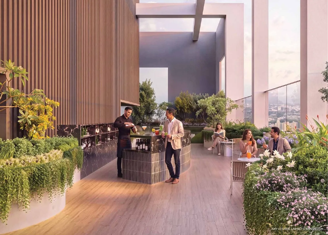 Barbecue station on the Tower H sky level, artist's impression